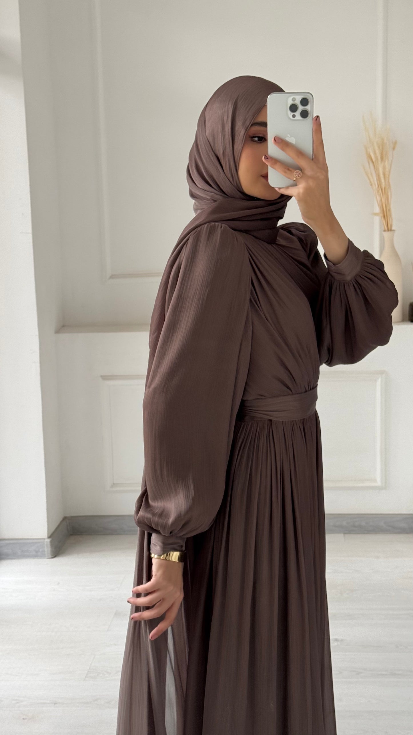 Madina Drape Brown Dress