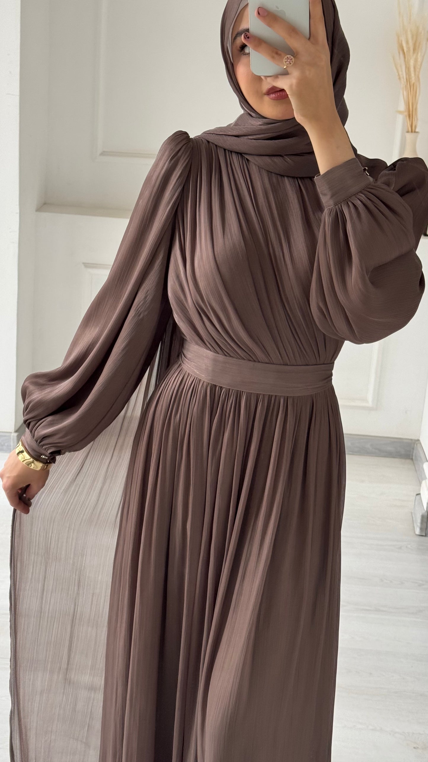 Madina Drape Brown Dress