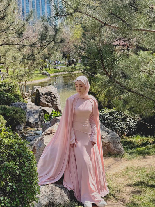 Ilana Pink Cape Dress
