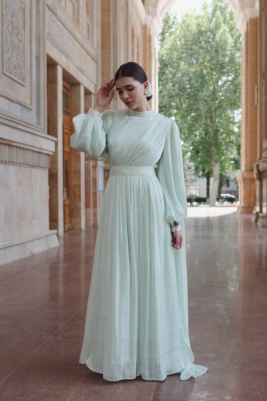 Madina Drape Mint Dress