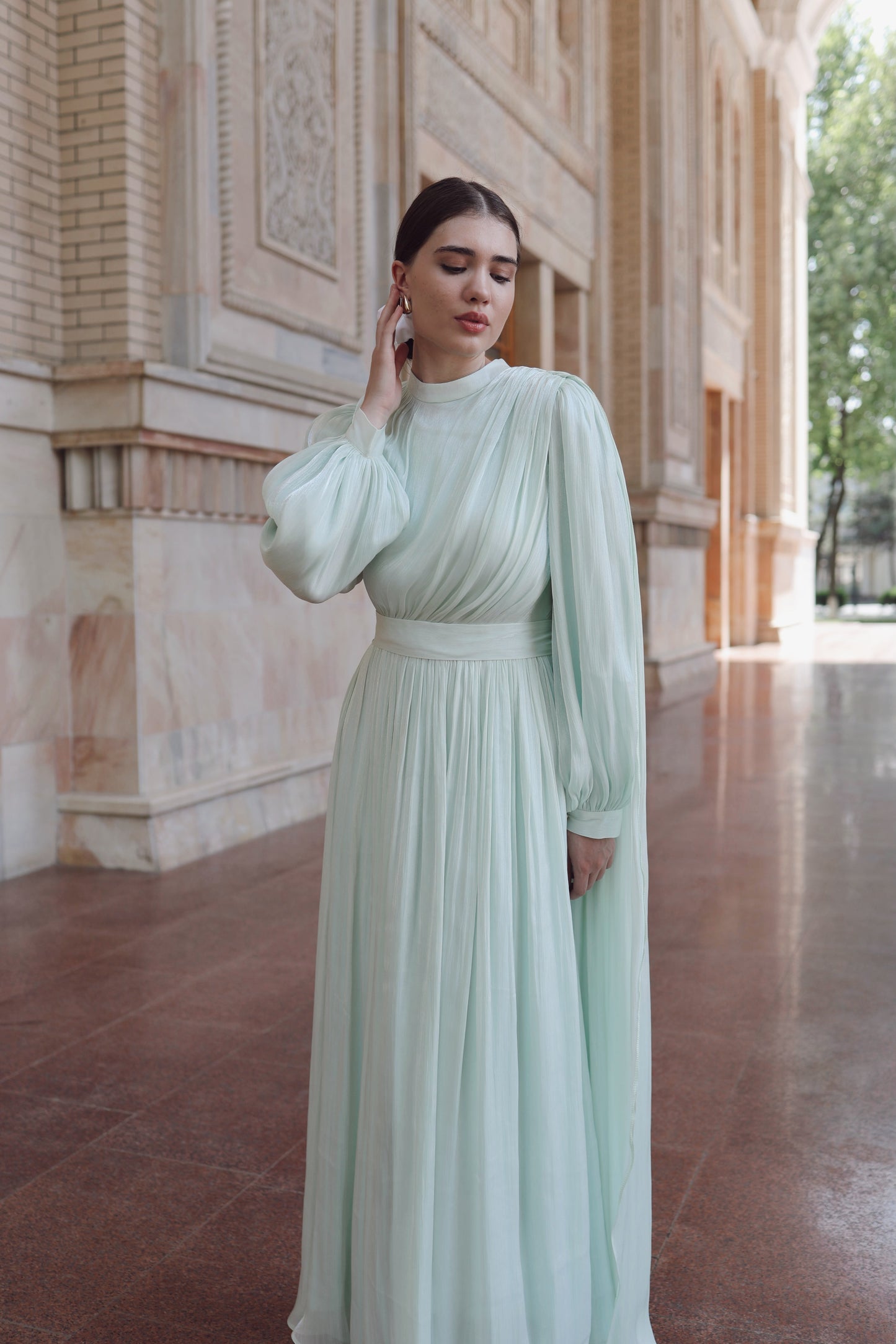 Madina Drape Mint Dress