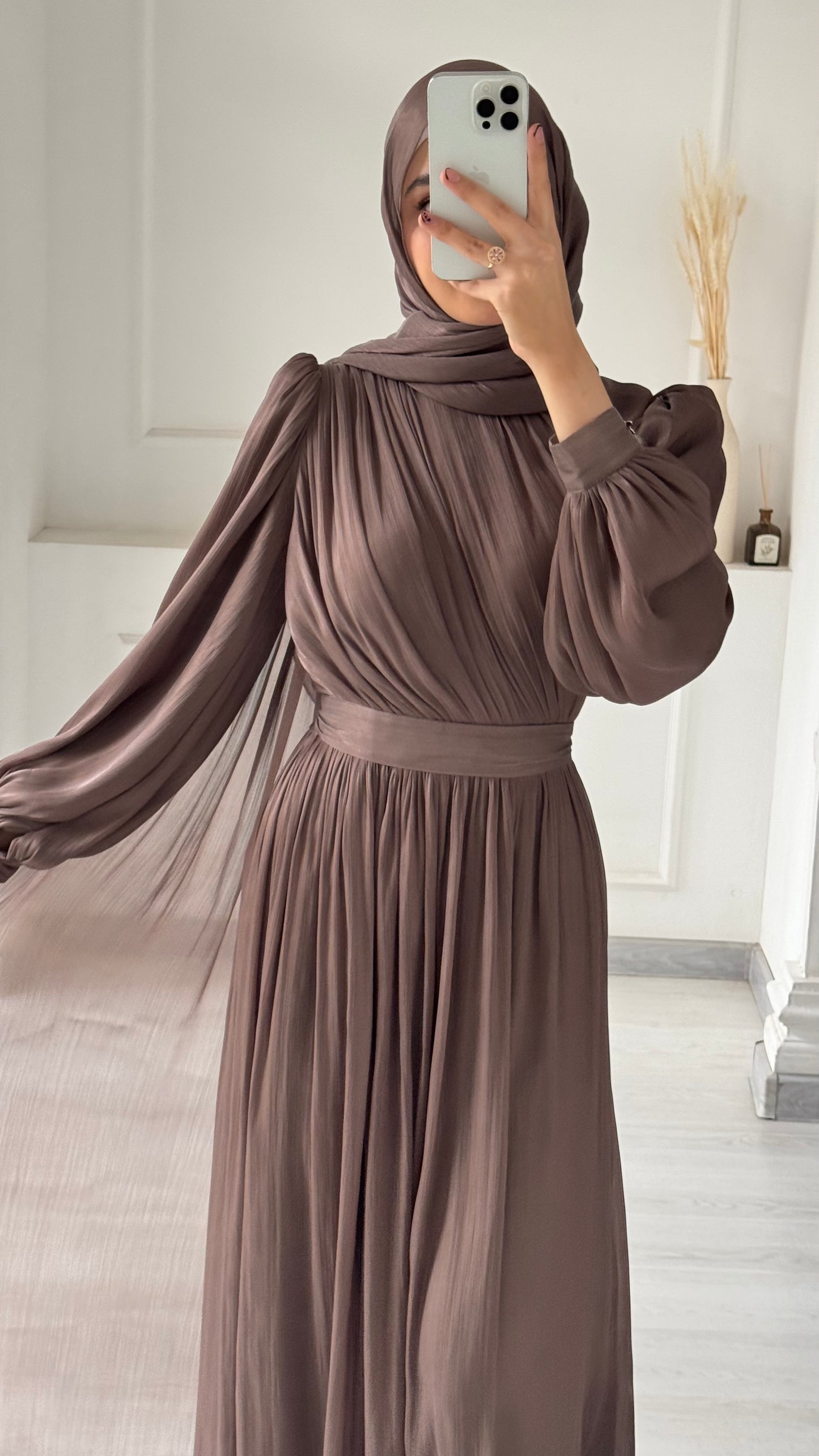Madina Drape Brown Dress