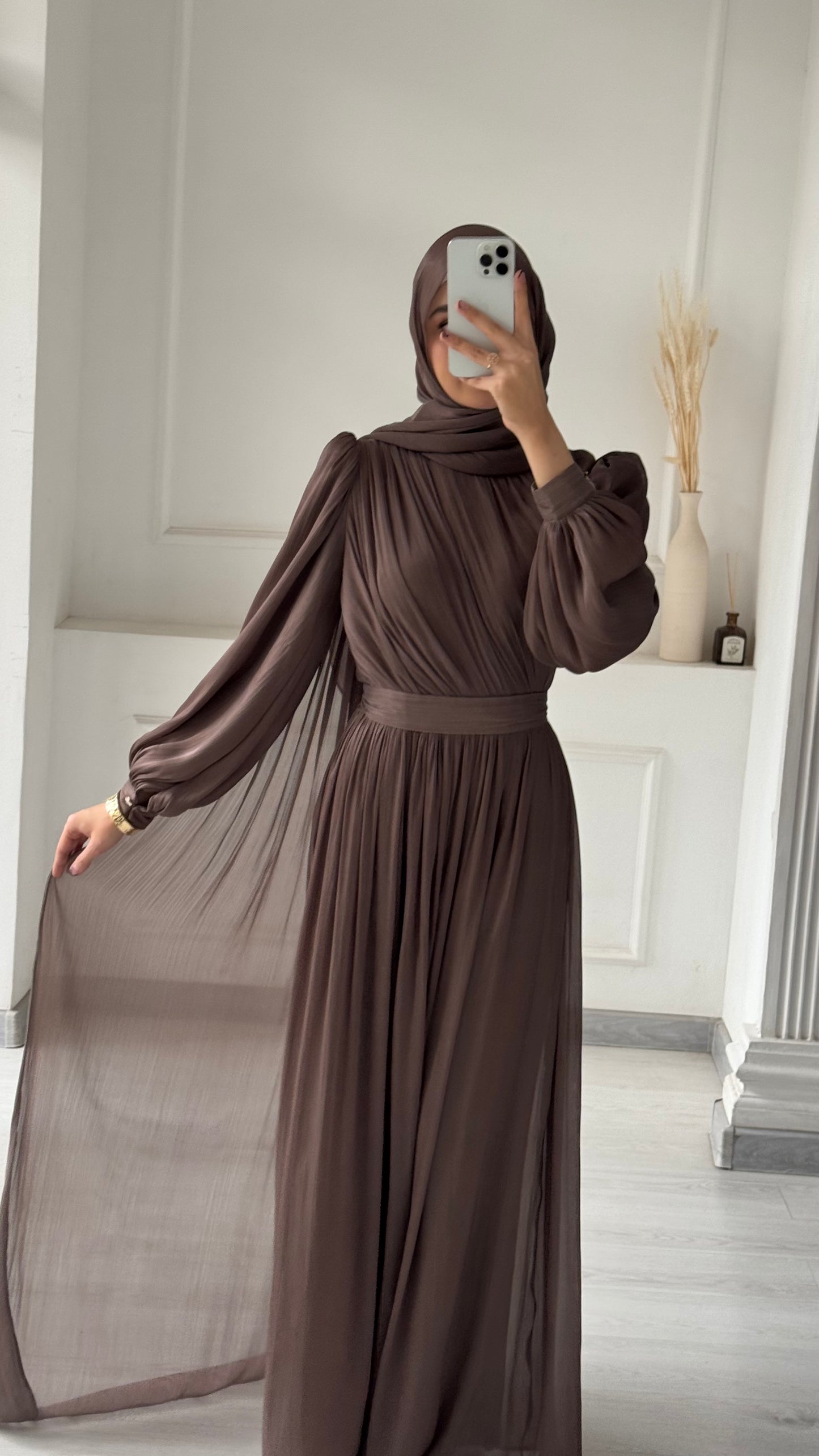 Madina Drape Brown Dress