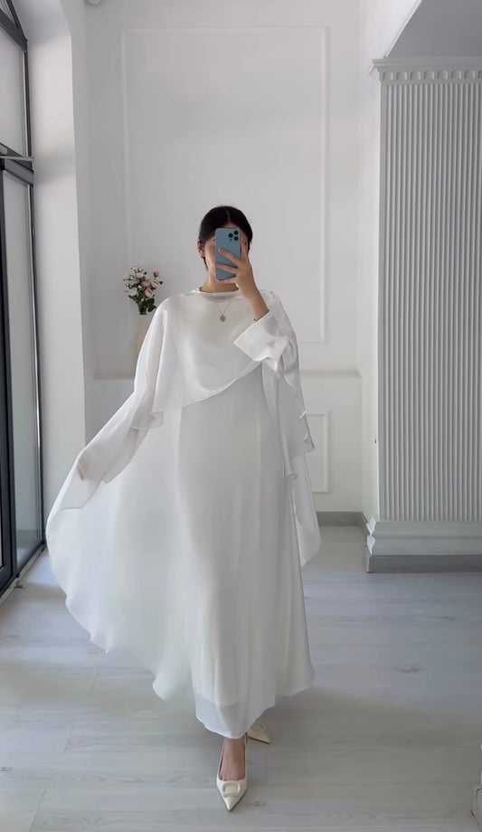 Ariel Maxi Cape White Dress