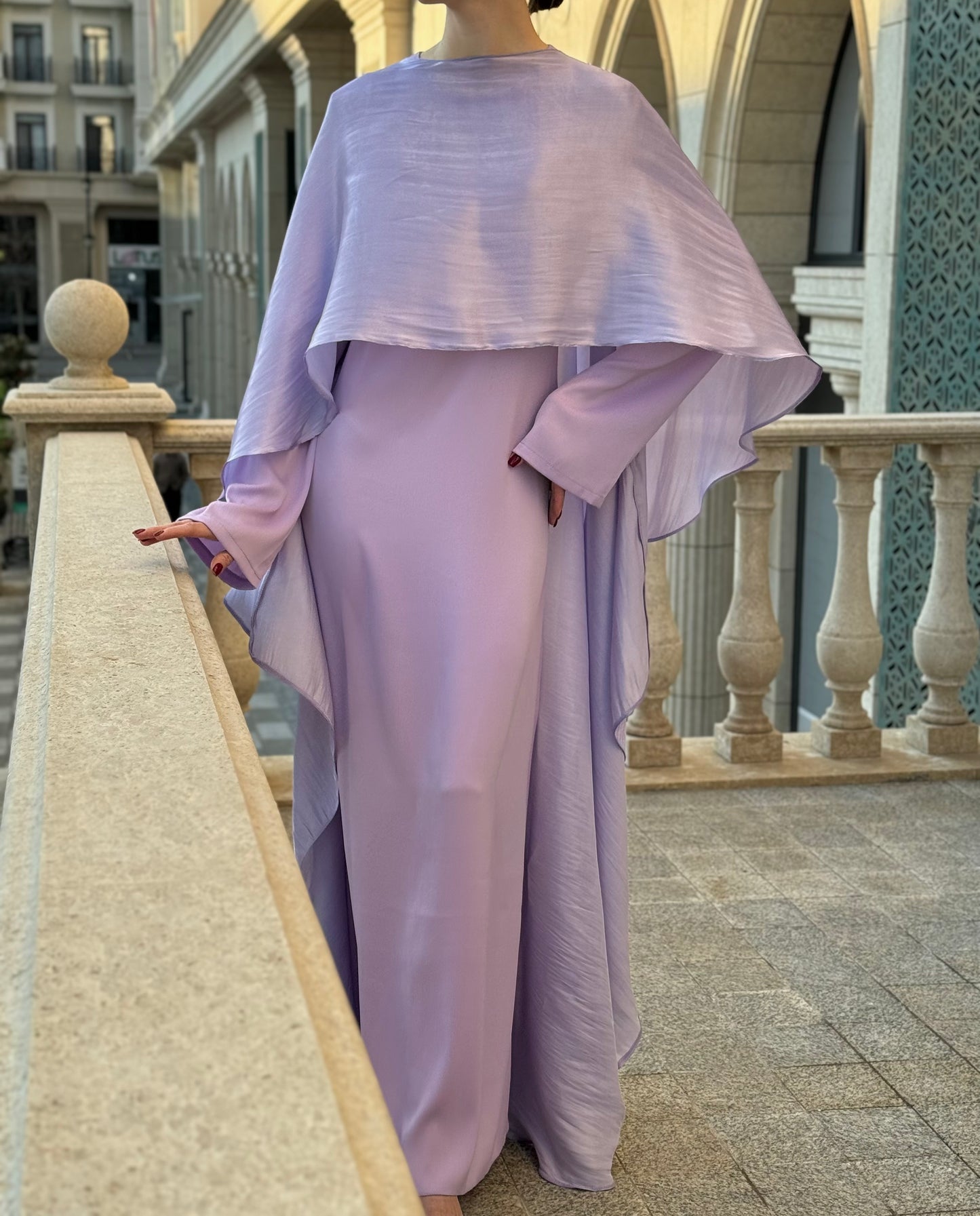 Ariel Maxi Cape Lilac Dress