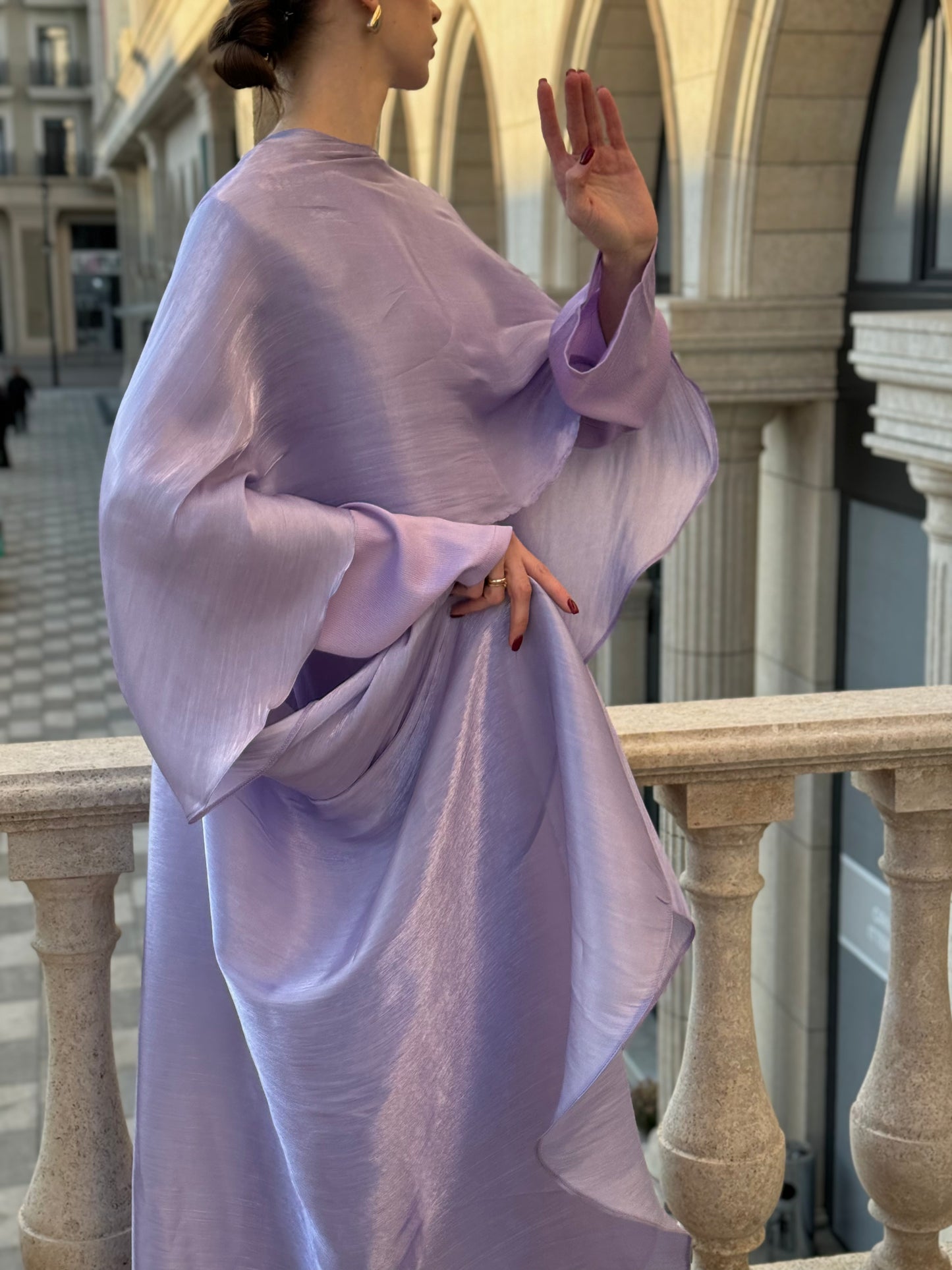 Ariel Maxi Cape Lilac Dress