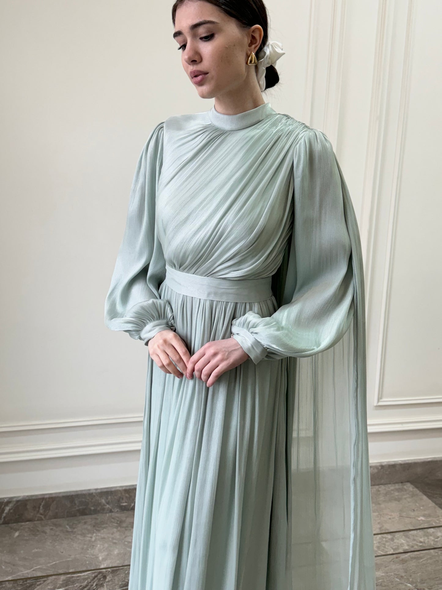 Madina Drape Turquoise Dress