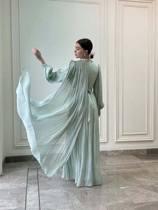 Madina Drape Turquoise Dress