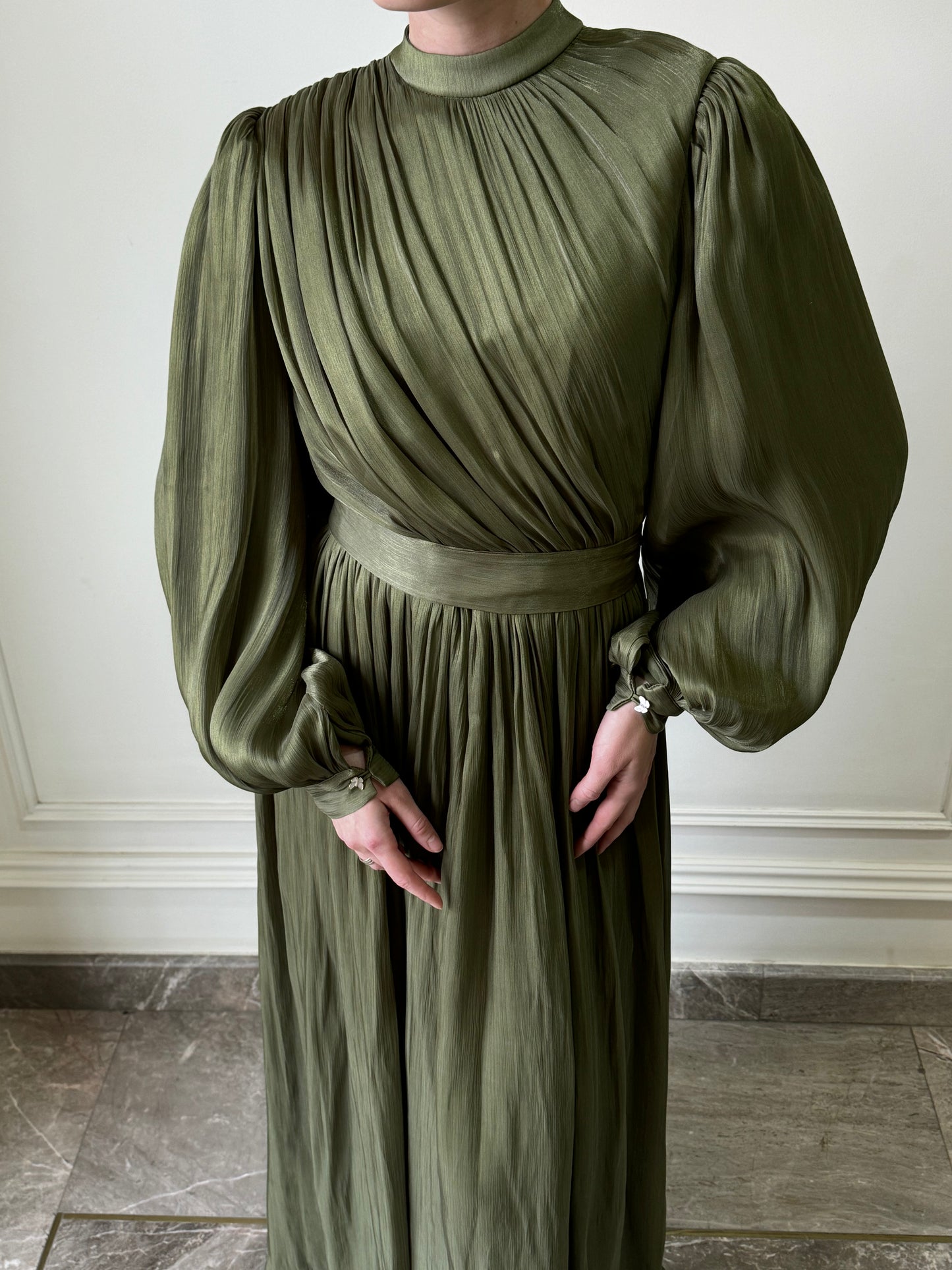 Madina Drape Pine Dress